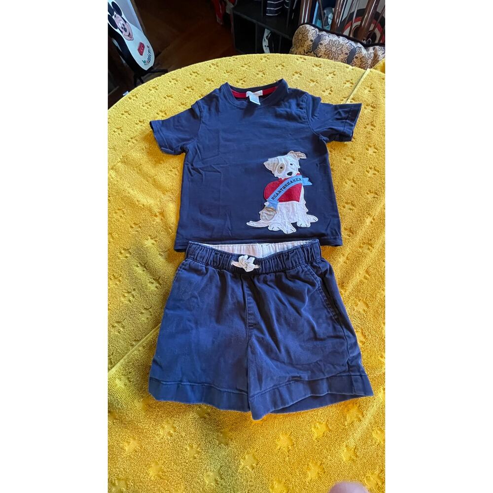 Janie and Jack 'Heartbreaker' Dog Tee & Crewcuts Shorts Set Size 4